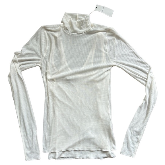 Abercrombie & Fitch White Featherweight Ribbed Lined Mock Neck Top NWT Small - Picture 1 of 7